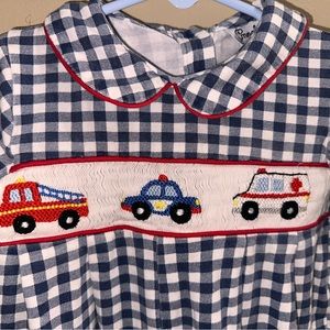 Smockingbird 6M Baby Boy Long sleeved/Pants Romper. Emergency SeerSucker